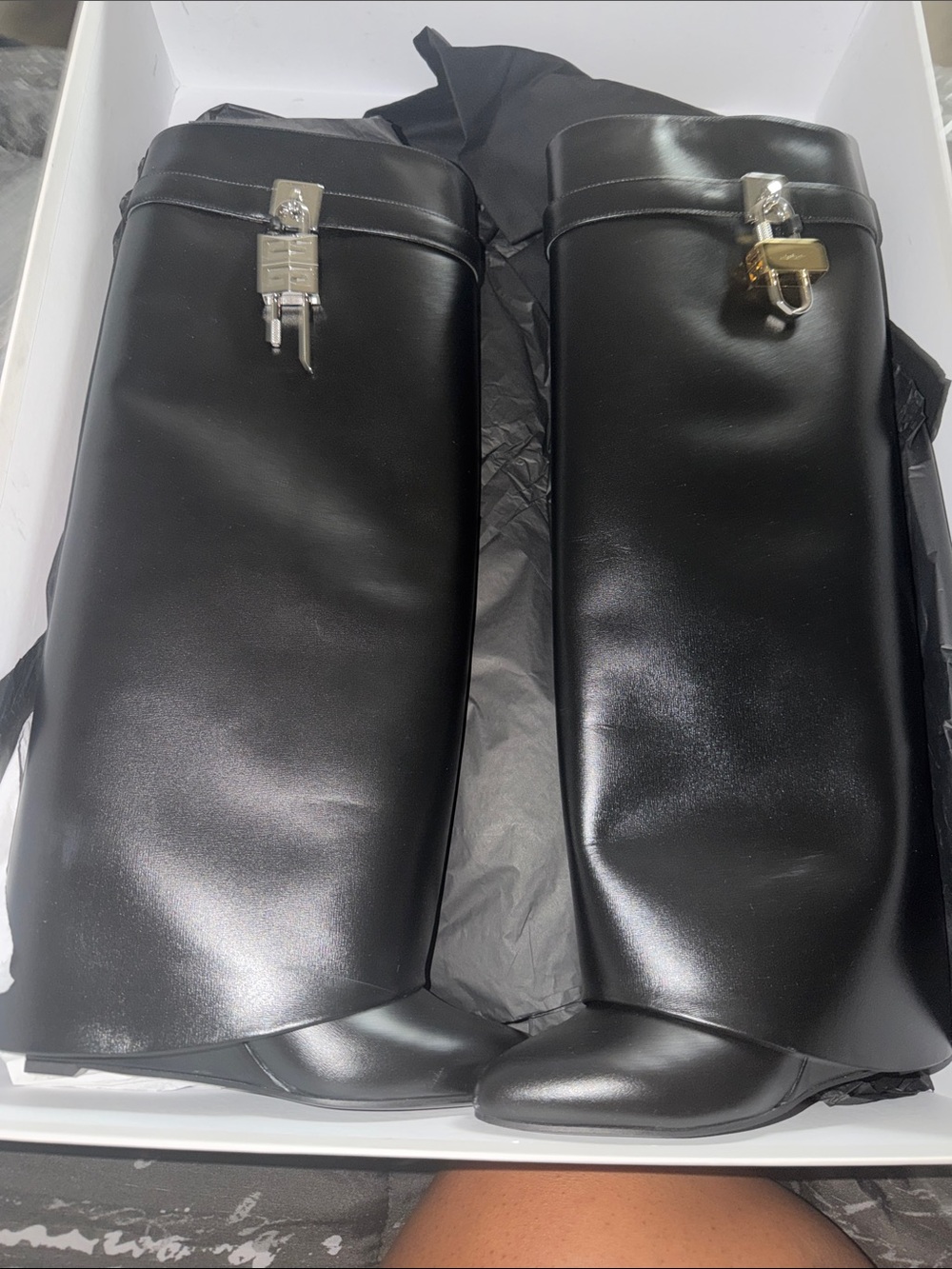 Givenchy Black Leather shark boots